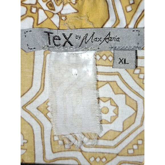 TeX by Max Azria Womens XL Boho Geo Button Front Peplum Tie Waist Blouse Top (Fl - Picture 4 of 5